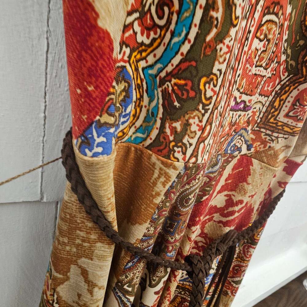 Lauren Ralph Lauren Paisley Faux Wrap Belted Dress Petite Medium - Picture 3 of 6